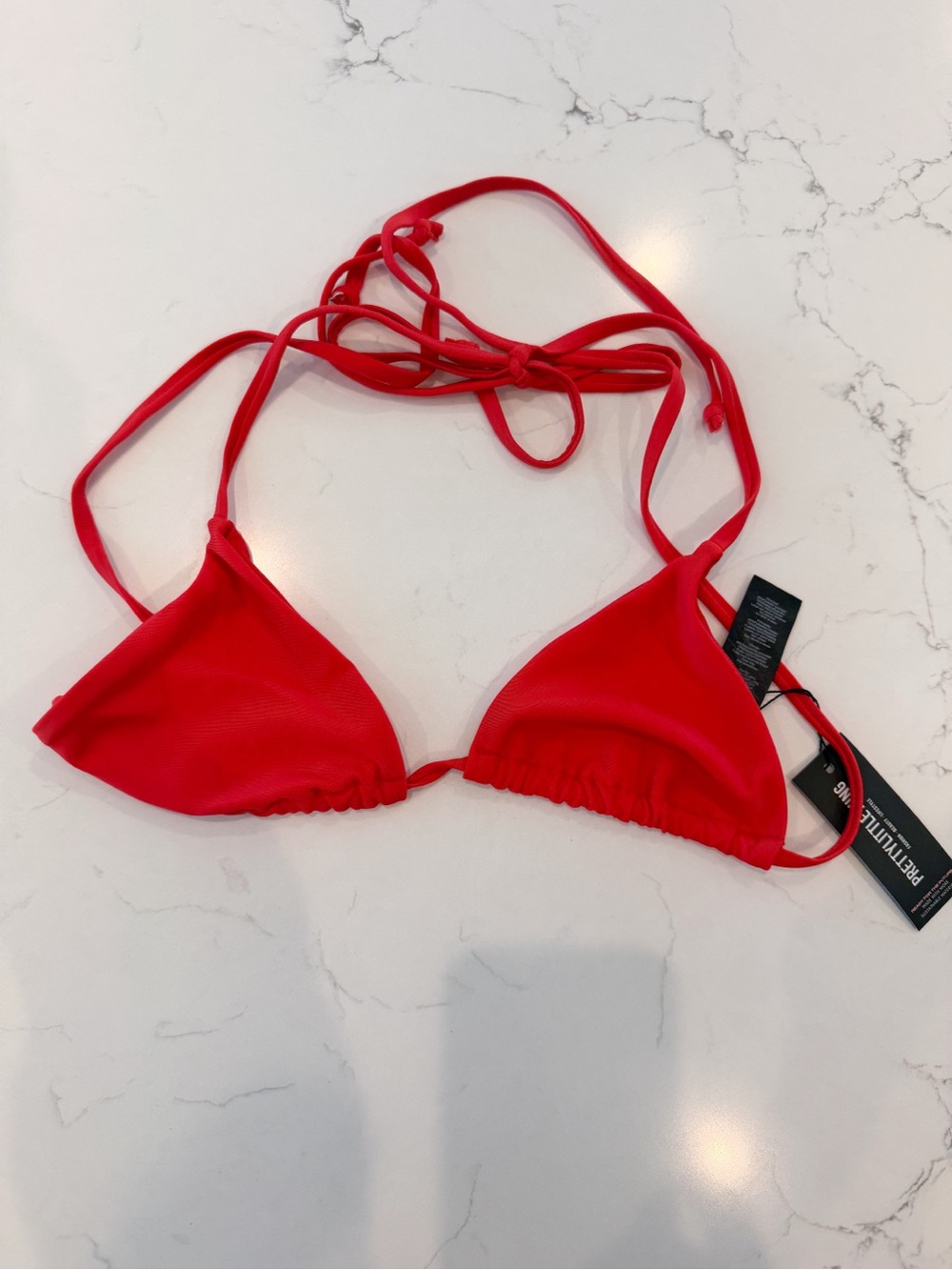 PrettyLittleThing Bright Red Triangle Bikini Top